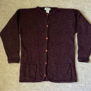 Vintage burgundy wool cardigan sweater